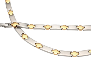 Bild von Edelstahl Collier 45cm / Armband 19cm bicolour 6mm 