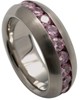 Bild von Ring Edelstahl mattiert  gefasst Pink