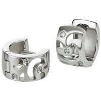 Bild von Edelstahl Creolen mit Zirkonia 