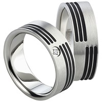 Bild von Ring Edelstahl gefasste Steine / Damenring Gr. 50-62