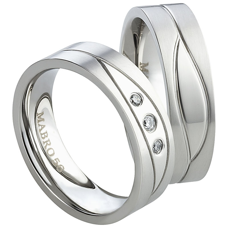 Mabro Steel . Ring Edelstahl gefasste Steine / Damenring