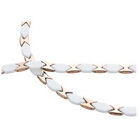 Bild von Edelstahl Collier 45cm / Armband 19cm Ceramic weiss matt bicolour PVD rosé   