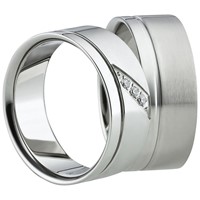 Bild von Ring Edelstahl gefasste Steine / Damenring Gr. 50-62