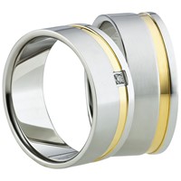 Bild von Ring Edelstahl gefasste Steine bicolour / Damenring Gr. 50-62