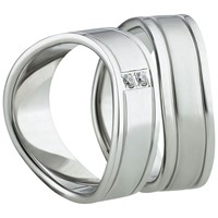 Bild von Ring Edelstahl gefasste Steine / Damenring Gr. 50-62