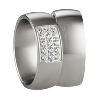 Bild von Ring Edelstahl mit gefassten Zirkonia Gr. 50-62