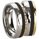 Bild von Ring Edelstahl PVD Gold und Schwarz tricolor Gr. 54-70 