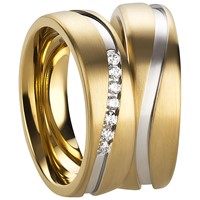 Bild von Ring Edelstahl PVD Gold bicolor Gr. 54-70