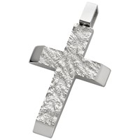 Bild von Edelstahl Anhänger Kreuz 36x24mm gehämmerte Optik