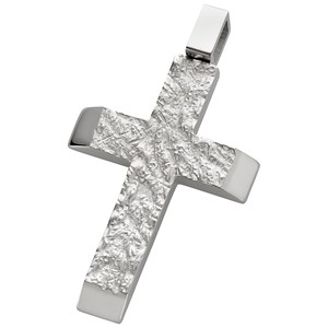 Bild von Edelstahl Anhänger Kreuz 36x24mm gehämmerte Optik 