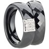 Bild von Ring Ceramic schwarz mit 925/- Inlay rhod. /Damenring Gr. 50-62