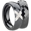 Bild von Ring Ceramic schwarz mit 925/- Inlay rhod. /Damenring Gr. 50-62