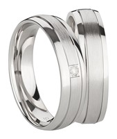 Bild von Ring Silber 925/- rhodiniert mit Diamant á 0,015 CT W/Si Gr. 48-62