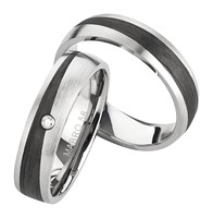 Bild von Ring Titan-Carbon mit gefasstem Diamant 0,015 CT W/Si Gr. 48-64