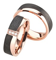 Bild von Ring Titan-Carbon mit gefasstem Diamant 0,015 CT W/Si Gr. 50-62