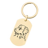 Bild von Edelstahl Schlüsselanhänger PVD Gold Hund 50x30mm - Abverkauf