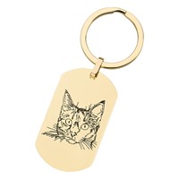 Bild von Edelstahl Schlüsselanhänger PVD Gelb Katze 50x30mm