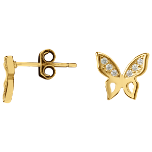 Bild von 925/- Ohrstecker rhodiniert Schmetterling 2 Farben gelb oder rosé 