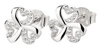 Bild von 925/- Ohrstecker rhod. Herz Kleeblatt