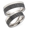 Bild von Ring Titan-Carbon gefasste Diamanten 0,010 CT pro Stein W/Si / Damenring Gr. 50-62