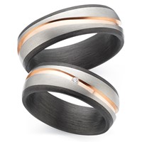 Bild von Ring Titan-Carbon PVD Rosé mit gefasstem Diamant 0,010 CT W/Si Gr. 50-62