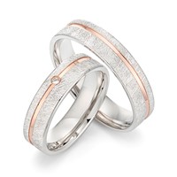 Bild von Ring Silber 925/- rhodiniert mit Diamant 0,015 CT W/Si rosé plattiert Gr. 50-62