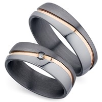 Bild von Ring Tantal-Silber rosé mit Diamant 0,015 CT W/Si  Gr. 50-62