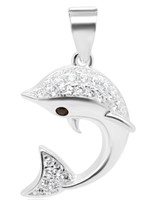 Bild von 925-/ Anhänger rhod. Delphin mit Zirkonia