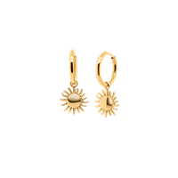 Bild von Creolen Edelstahl Sonne Edelstahl oder PVD Gold 