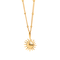 Bild von Edelstahl Collier 45+5cm Sonne Edestahl oder PVD Gold 