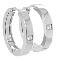 Bild von Creolen Titan mit Diamant pro Stein 0,015 ct W/Si  -  2 Farben matt oder glänzend