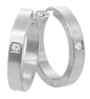 Bild von Creolen Titan mit Diamant pro Stein 0,015 ct W/Si  -  2 Farben matt oder glänzend 