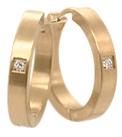 Bild von Creolen Titan mit Diamant pro Stein 0,015 ct W/Si  -  2 Farben matt oder glänzend 