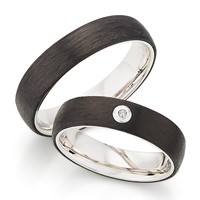 Zeige Details für Partnerring Silber 925/- rhodiniert und Carbon / 5mm Bild von Partnerring Silber 925/- rhodiniert und Carbon / 5mm