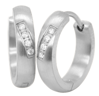 Bild von Creolen Titan mit 8 Diamanten á 0,010 Ct / 2 Farben matt/ice oder glänzend 