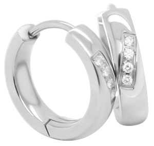 Bild von Creolen Titan mit 8 Diamanten á 0,010 ct W/Si   -  2 Farben matt/ice oder glänzend 