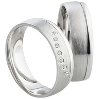 Bild von Partnerring Silber 925/- rhodiniert / 6mm