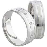 Bild von Partnerring Silber 925/- rhodiniert / 6mm