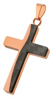 Bild von Edelstahl-Carbon Anhänger Kreuz