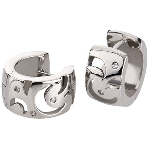 Bild von Edelstahl Creolen mit Zirkonia 