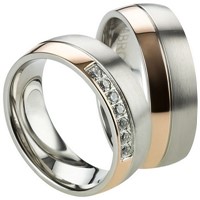 Bild von Partnerringe Edelstahl PVD Rosé bicolour 7mm
