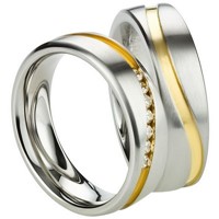Bild von Partnerringe Edelstahl PVD Gold bicolour 6mm