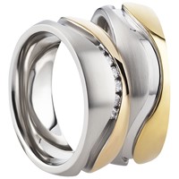 Bild von Partnerringe Edelstahl PVD Gold bicolour 7mm