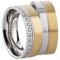 Bild von Partnerringe Edelstahl PVD Gold bicolour 7mm