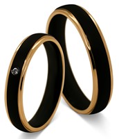 Bild von Partnerringe Edelstahl PVD Schwarz und Gold bicolour 4mm
