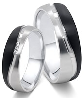 Bild von Partnerringe Edelstahl PVD Schwarz bicolour 6mm