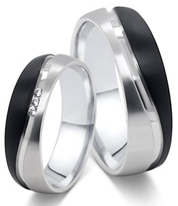 Bild von Partnerringe Edelstahl PVD Schwarz bicolour 6mm