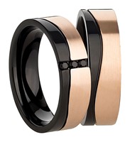 Bild von Partnerringe Edelstahl PVD Rosé und Schwarz 6,0mm 