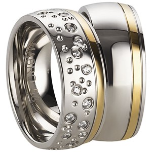 Bild von Partnerringe Edelstahl PVD Gold bicolour 8mm 