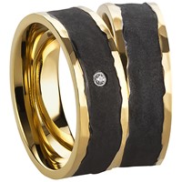 Bild von Partnerringe PVD Gold und Schwarz bicolour 7mm